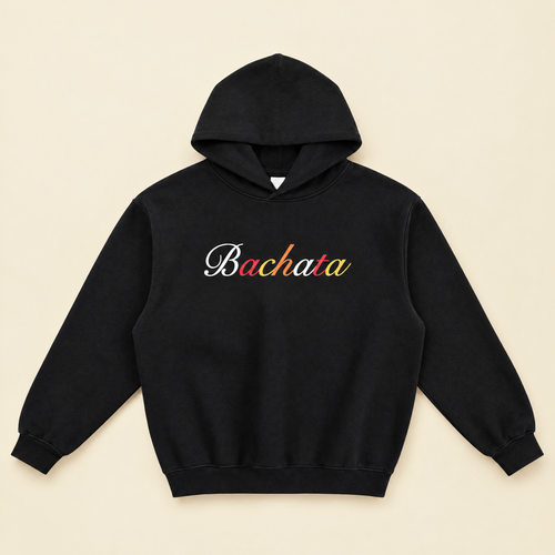 Black — Bachata hoodie, front view
