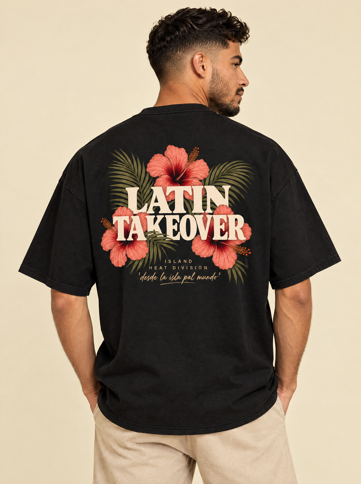 Black Beauty — Back print detail, Latin Takeover hibiscus graphic