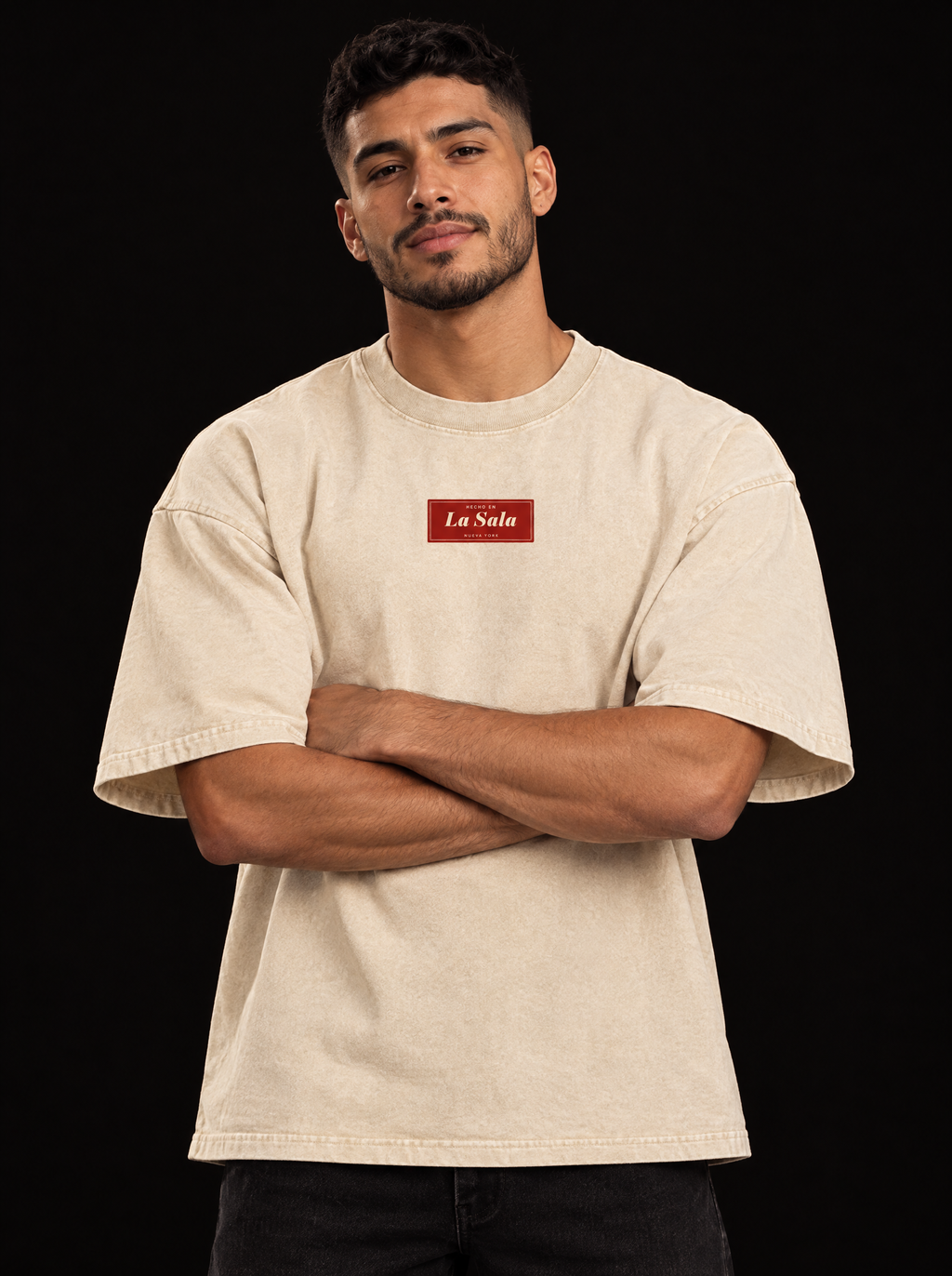 Light Apricot / M — Leo is 6'1" and wears a size L